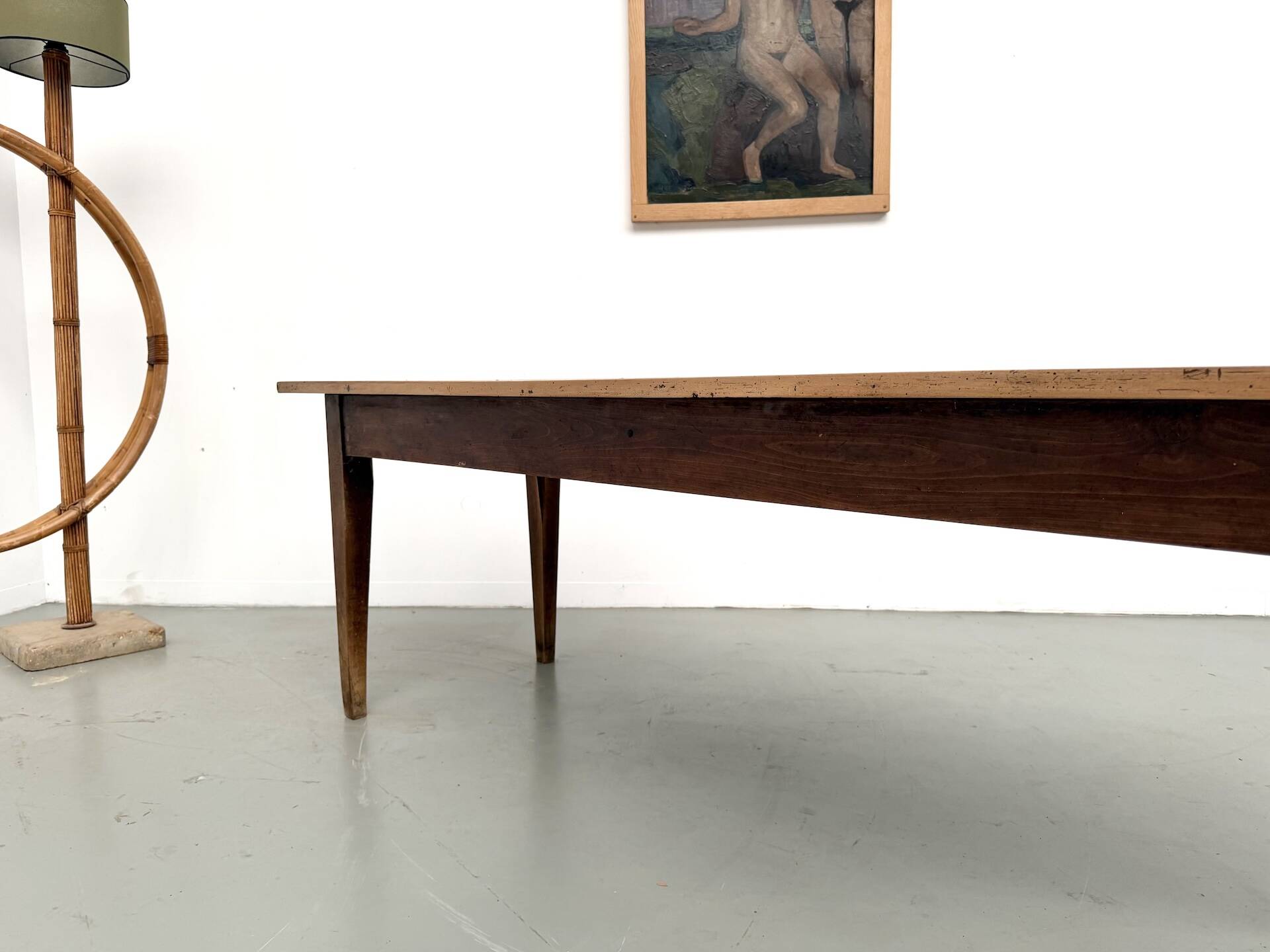 Solid walnut farmhouse table, 1950s.