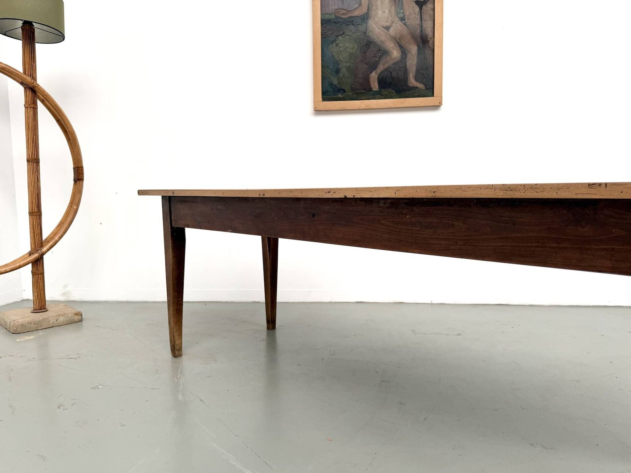Table de ferme en noyer massif, années 50