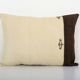 Vintage Organic Wool Turkish Lumbar Pillow Cover, Oblong Ethnic Boho Pillowcase 16" x 24"
