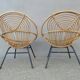 Rohe Noordwole 1950 vintage rattan and metal shell chairs