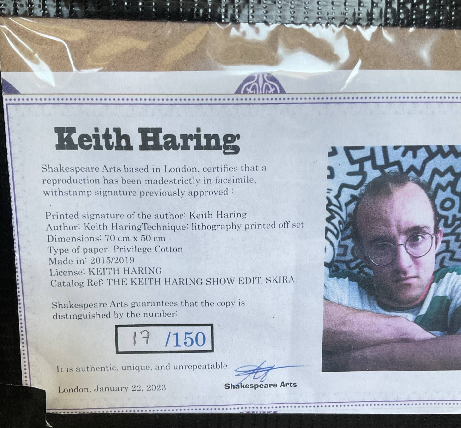 Keith haring sérigraphie « statue of liberty » numérotée et certificat