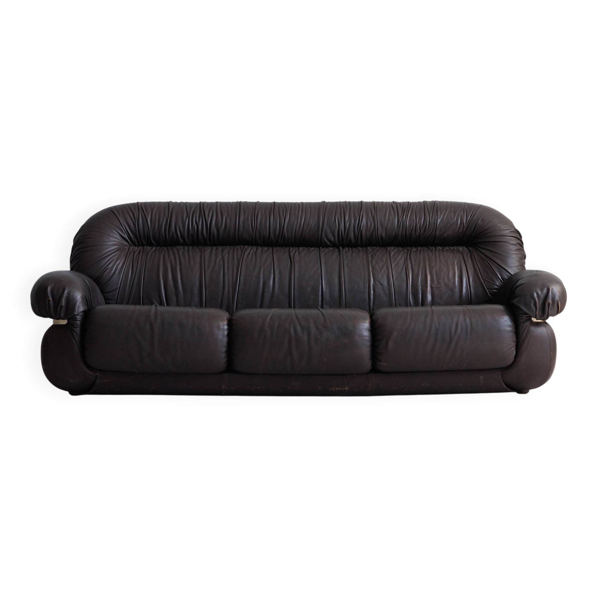 Vintage brown three seater leather sofa, 1970-1980s