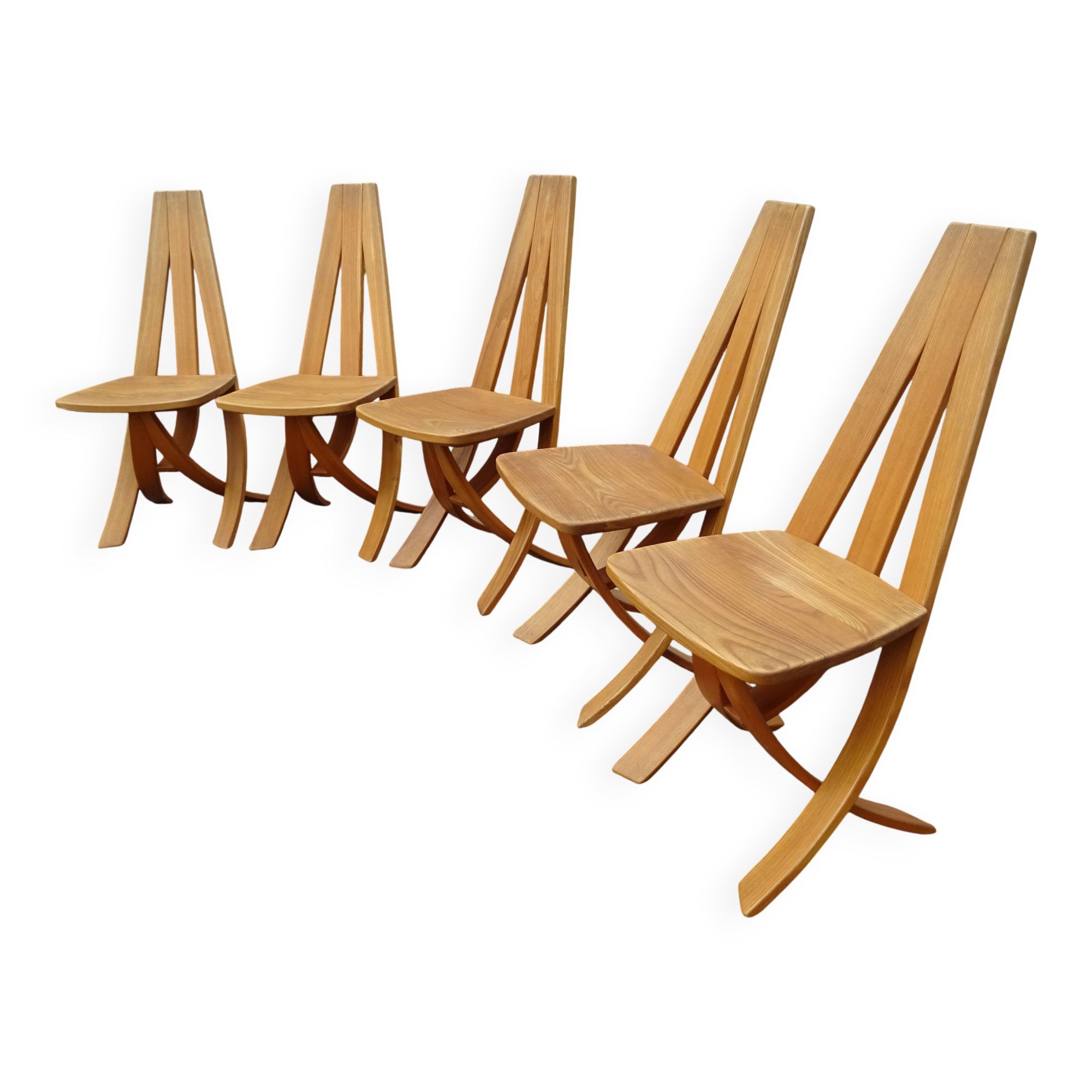Set of 5 Epona chairs designed by Francis Taglian, France, 1980s.