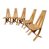 Série 5 chaises Epona design Francis Taglan France an 80