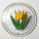 Assiette en verre vintage Kosta Boda : design tulipe jaune / Ulrica Hydman Vallien