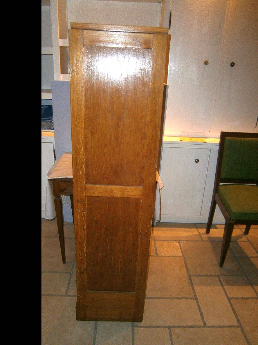 Old solid wood curtained filing cabinet with its key