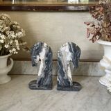 Pair of vintage marble horse head bookends