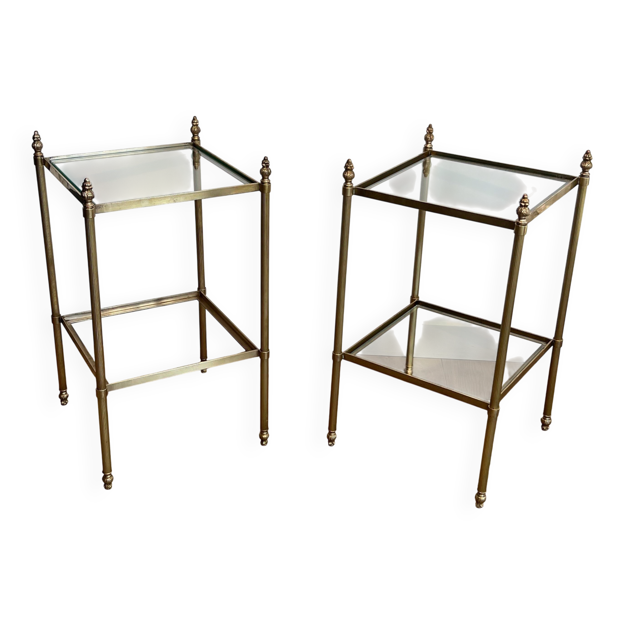 Pair of brass side tables attributed to Maison Jansen
