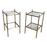 Pair of brass side tables attributed to Maison Jansen