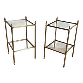 Pair of brass side tables attributed to Maison Jansen