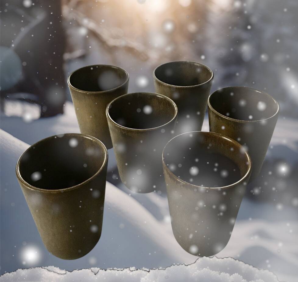 Vintage Digoin stoneware cups