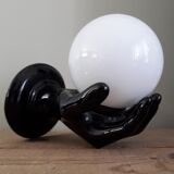 Hand and opaline globe wall light