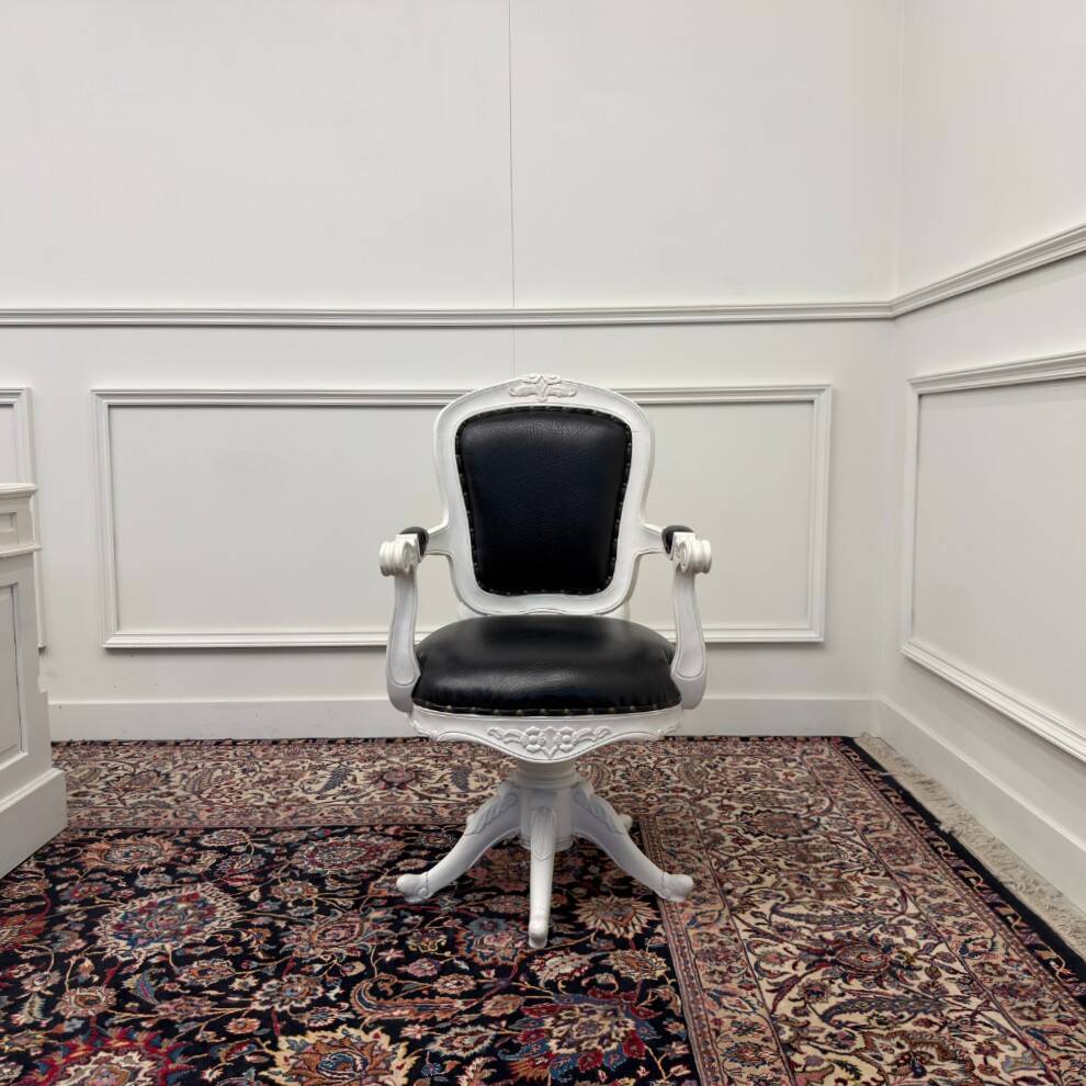 Classic English White Desk Set with Desk Chair