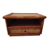 Rattan bedside table from the 1970s-80s.