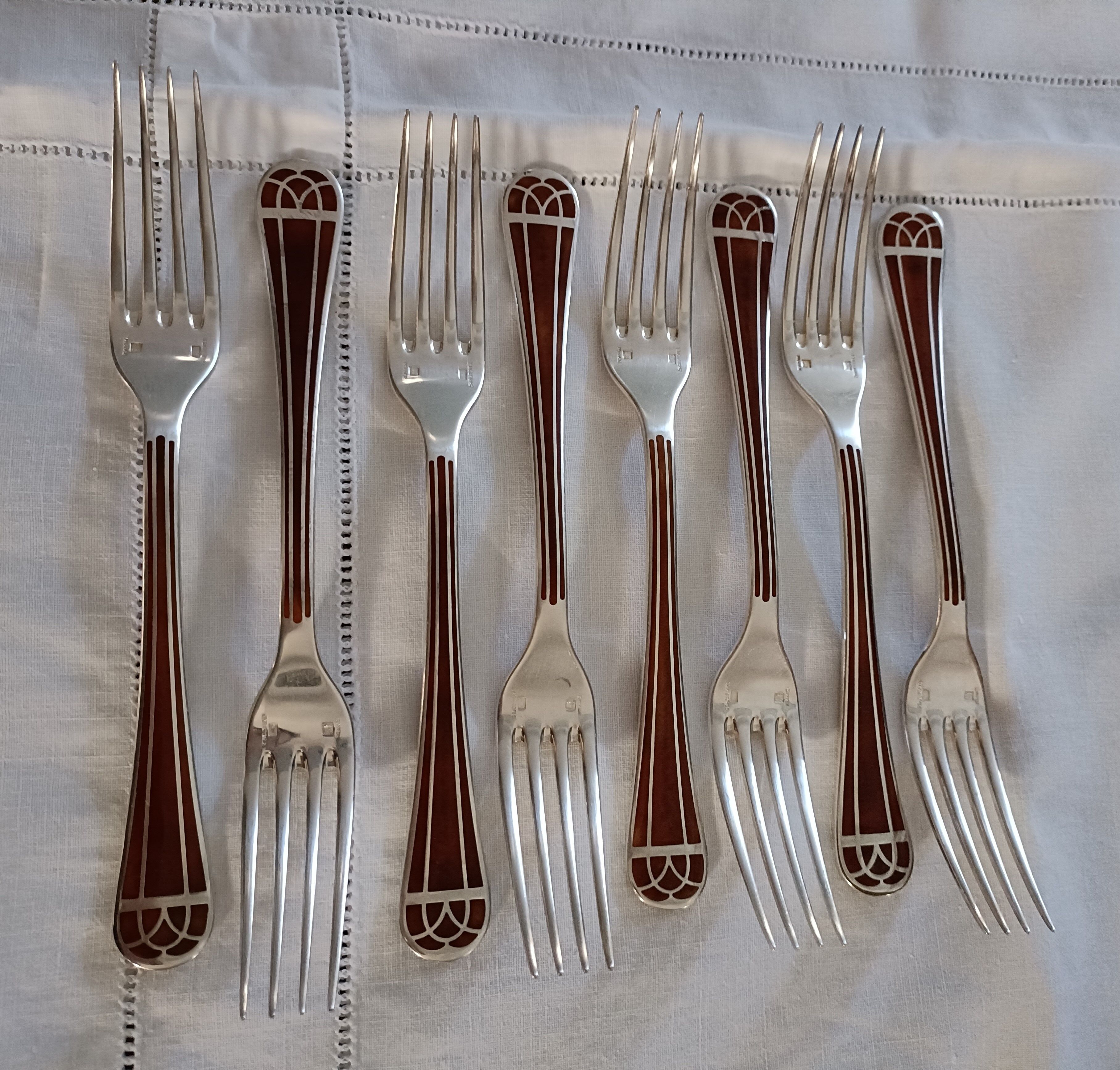 Lot 73 cutlery christofle model talisman lacquer of china color siena