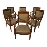 Suite de six fauteuils Restauration en acajou XIX siècle