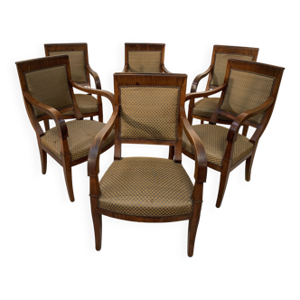 Suite de six fauteuils Restauration en acajou XIX siècle