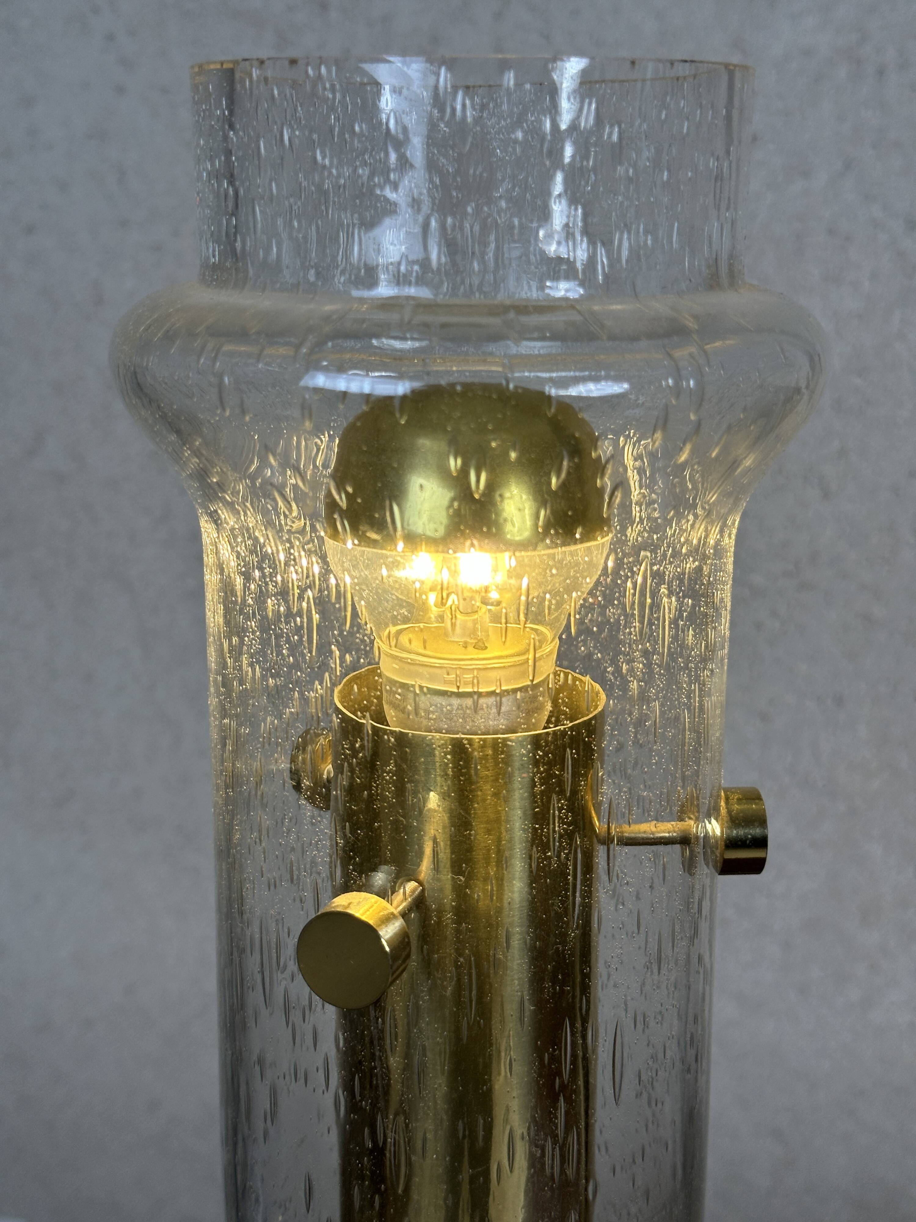 Space Age table lamp in bubbled glass and brass, 1970s