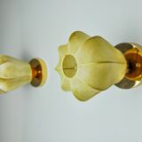 Pair of "cocoon" wall lights, resin and pine, Italy, 1970