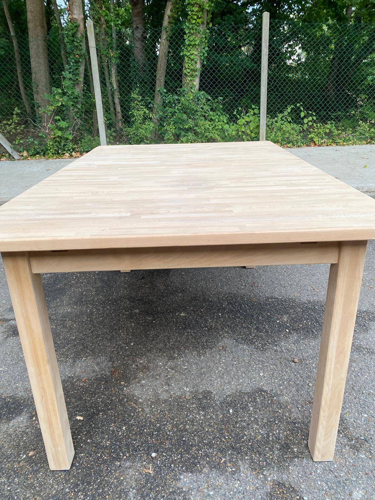 Scandinavian extendable dining table stripped in raw solid wood 1990