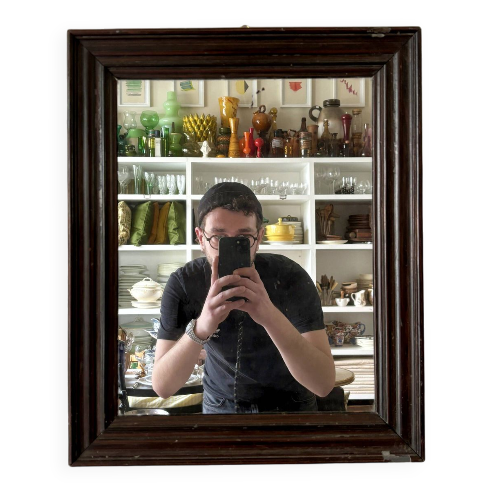 Dark wooden mirror ☐ 49.5 x 40 cm