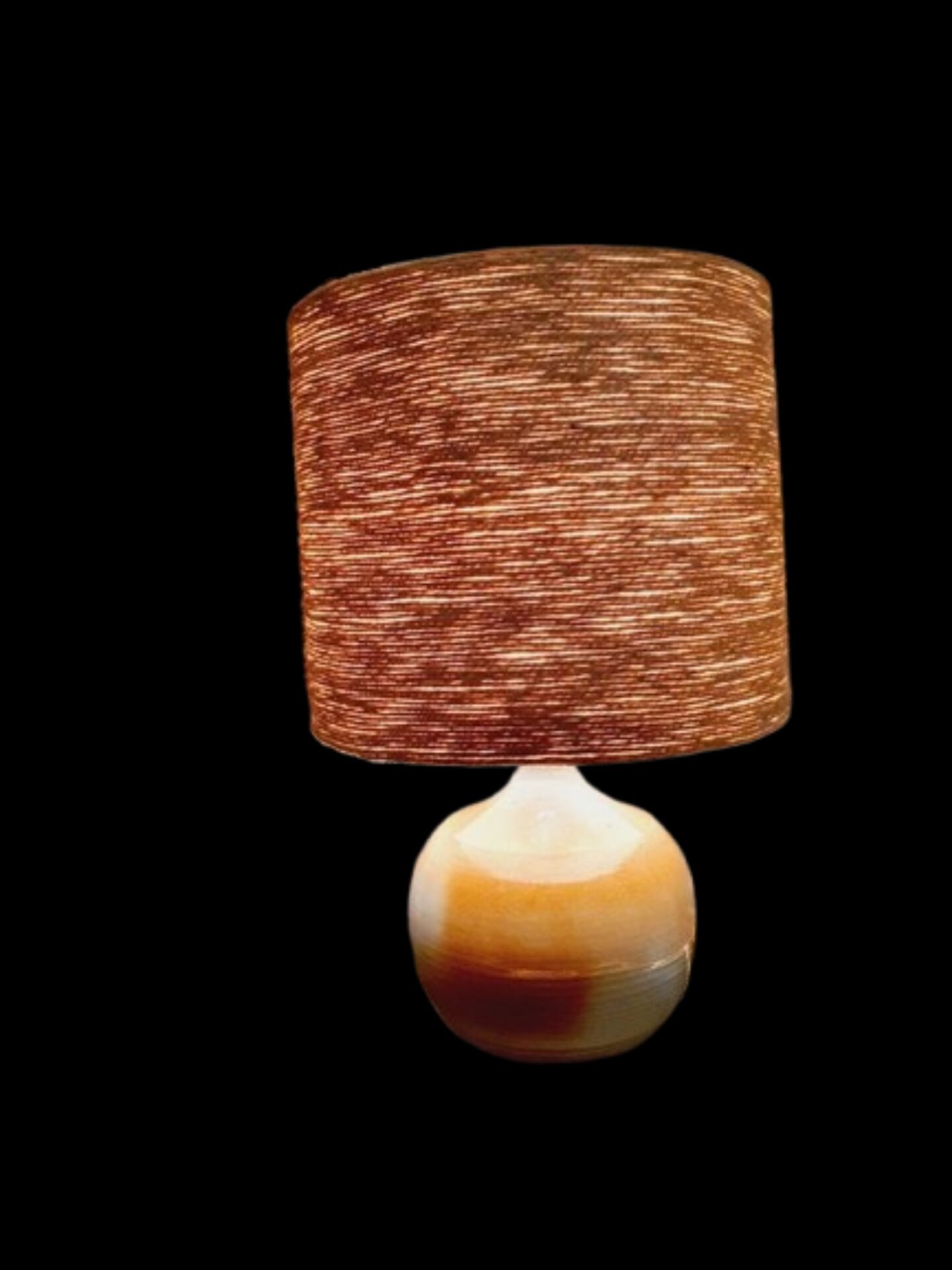 Handcrafted lamp in stoneware and jute fabric: wabi-sabi spirit (1970s-80s)