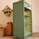 Renovated library shelf green color and floral atmosphere