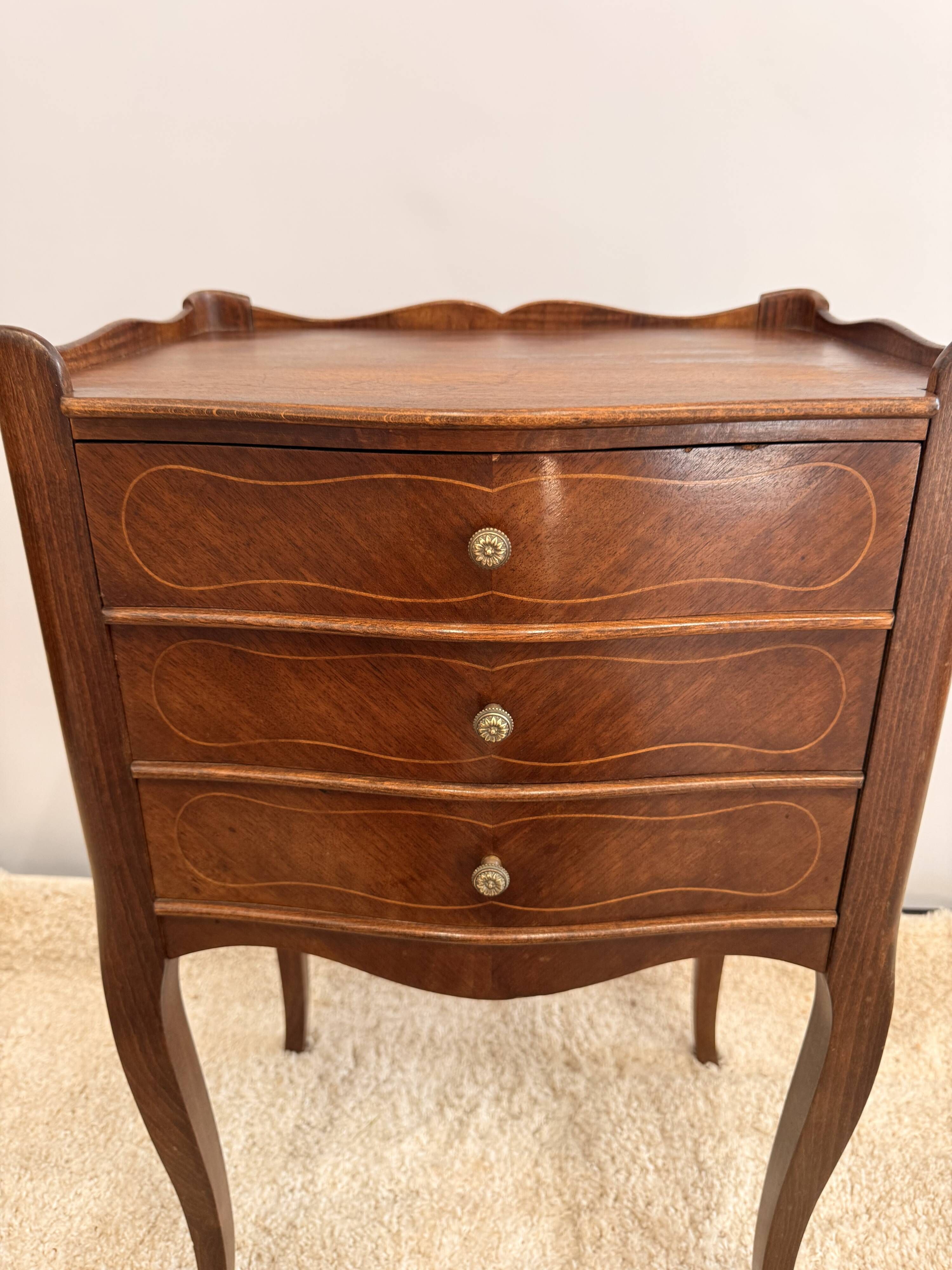 Louis XV and Louis XVI transitional bedside table – 3 drawers