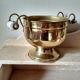 Small cauldron on foot with ceramic handles, vintage pot cover