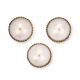 Vintage 20thc set of three frosted glass & brass wall lights, murano c.1980