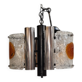 Murano chandelier 1970, Mazzaga chain 55x32x40 chrome and glass