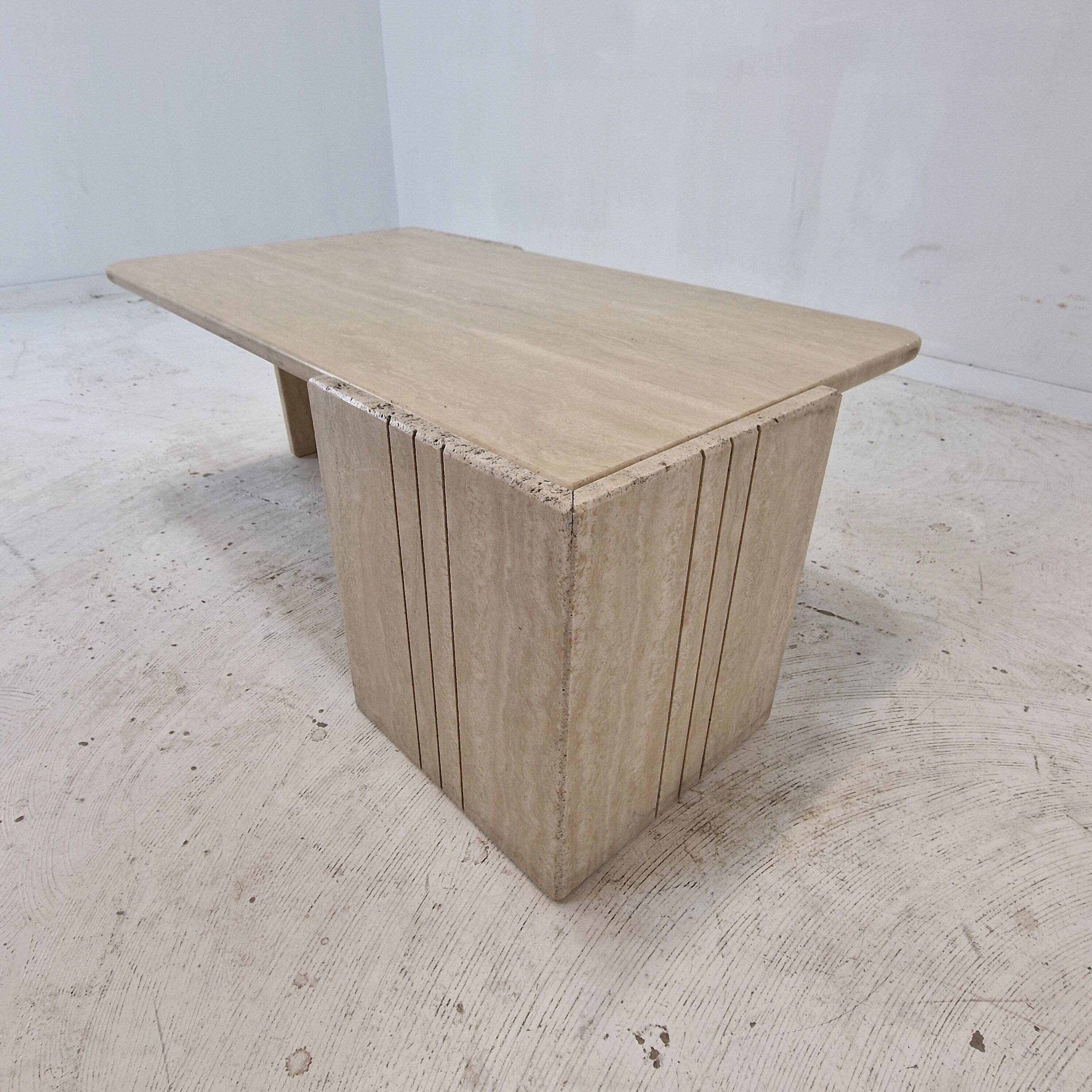 Italian Coffee Table in Travertine, 1980s