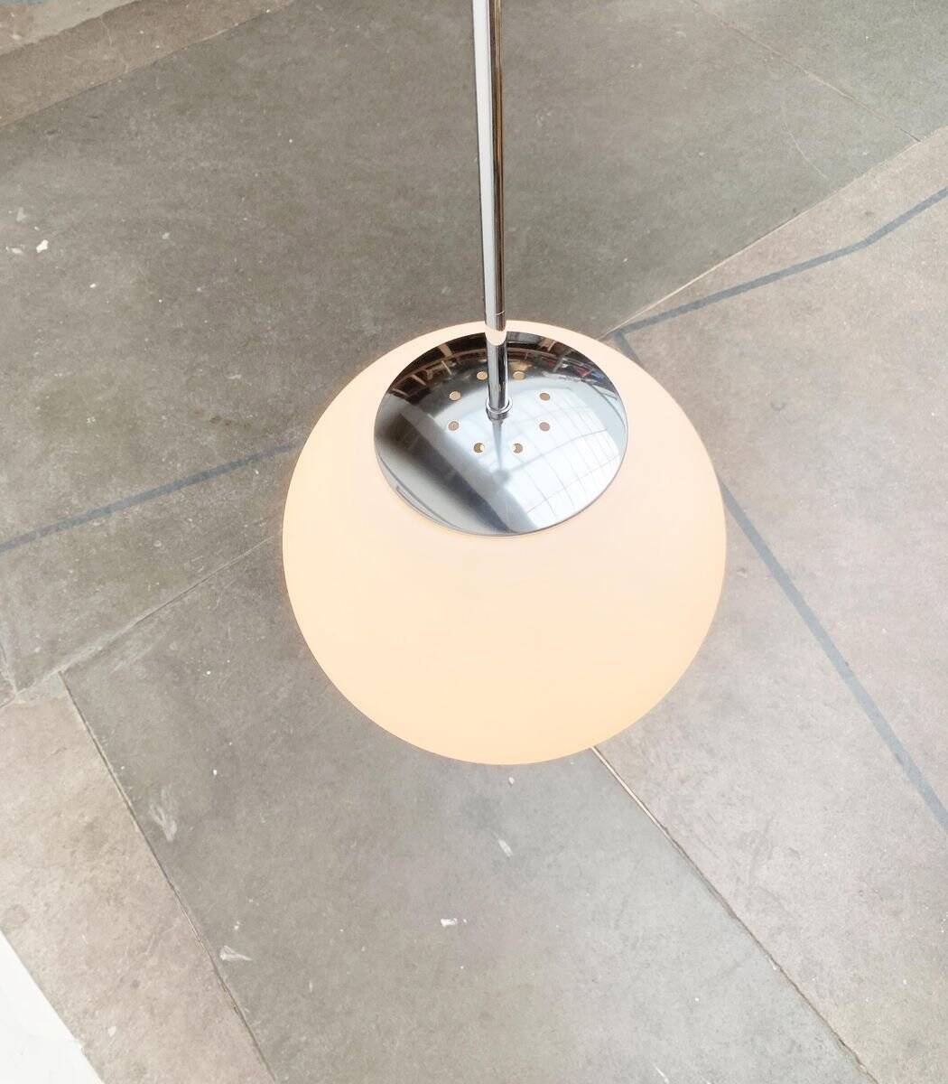 Vintage glass ball pendant lamp in German space style by Limburg.