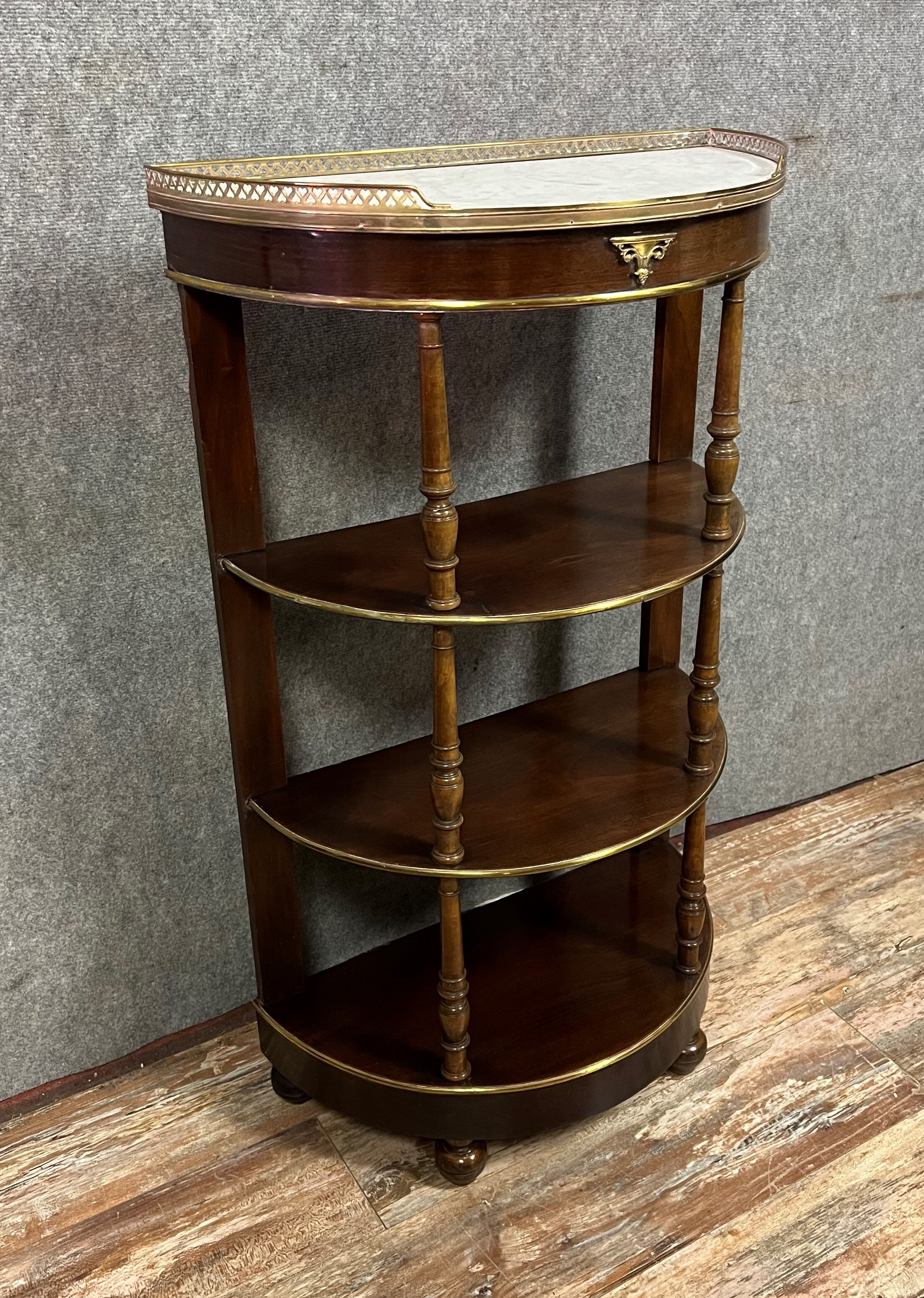 Parisian shelf Louis XVI style half-moon mahogany shape