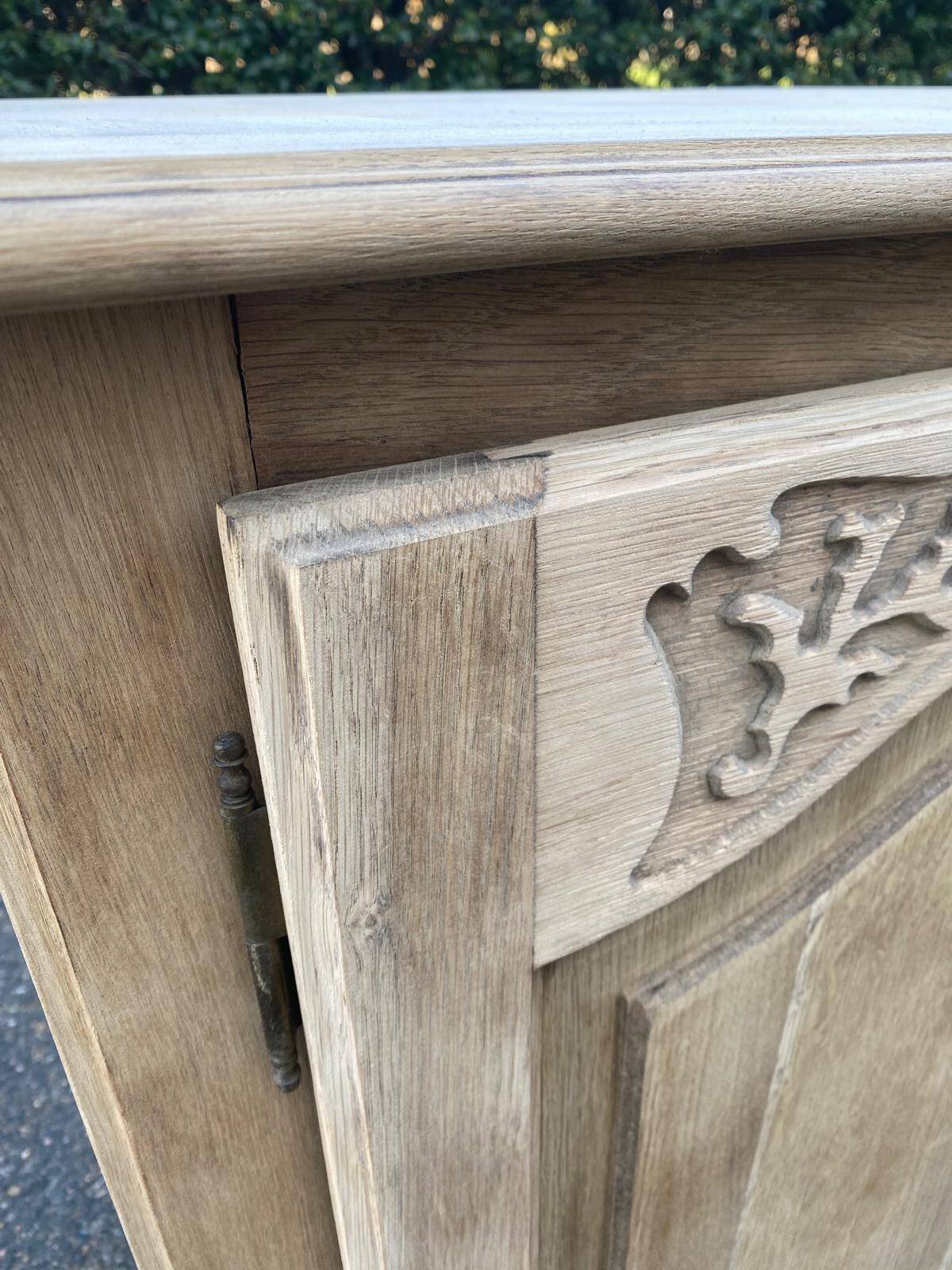 Louis XV sideboard renovated in raw oak and marquetry 3 doors 180cm