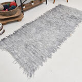 Wool gray turkish runner rug 262x96cm
