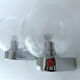 Vintage 70s wall lamps, chrome and bubble glass