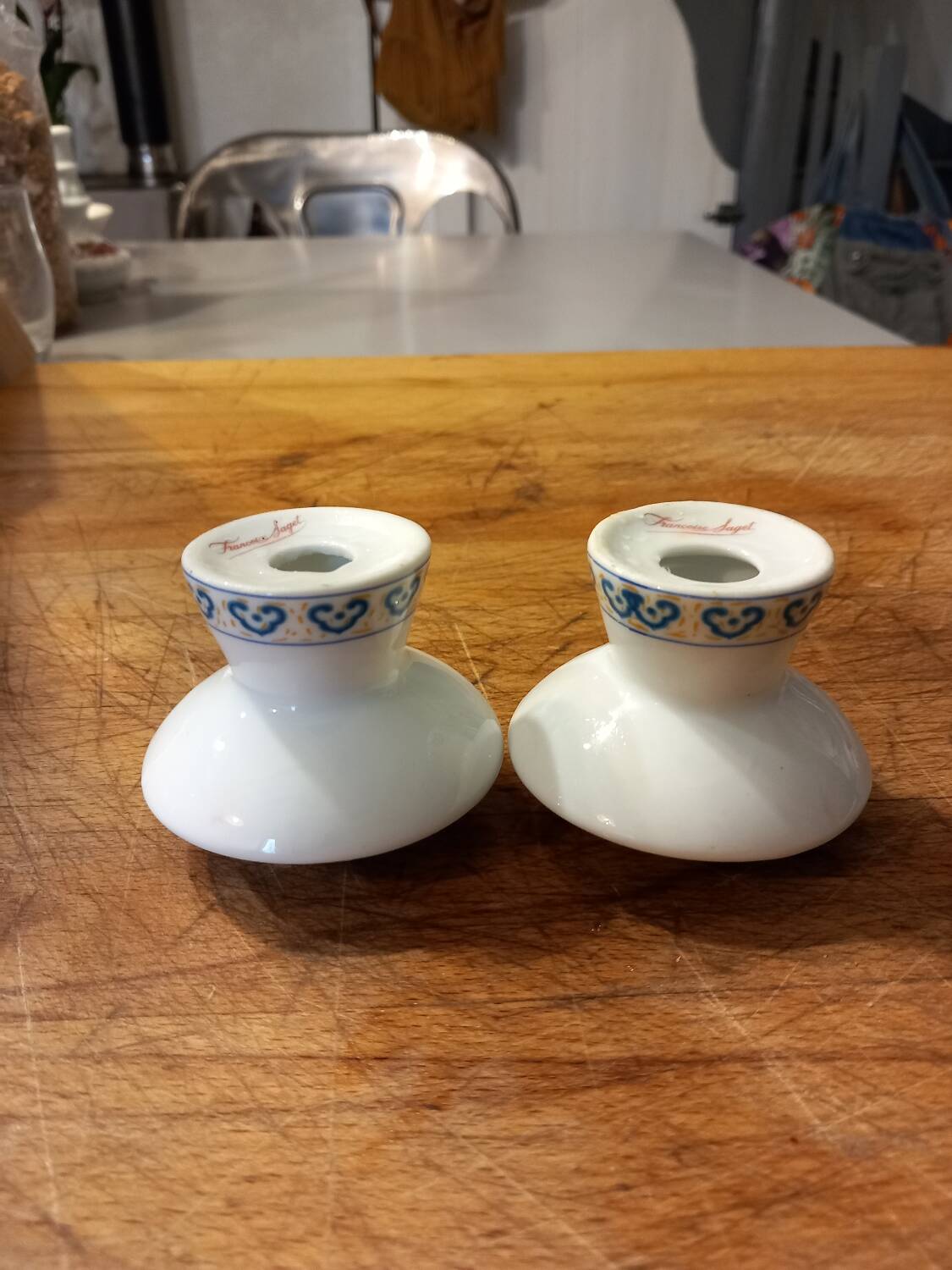 2 ceramic candle holders