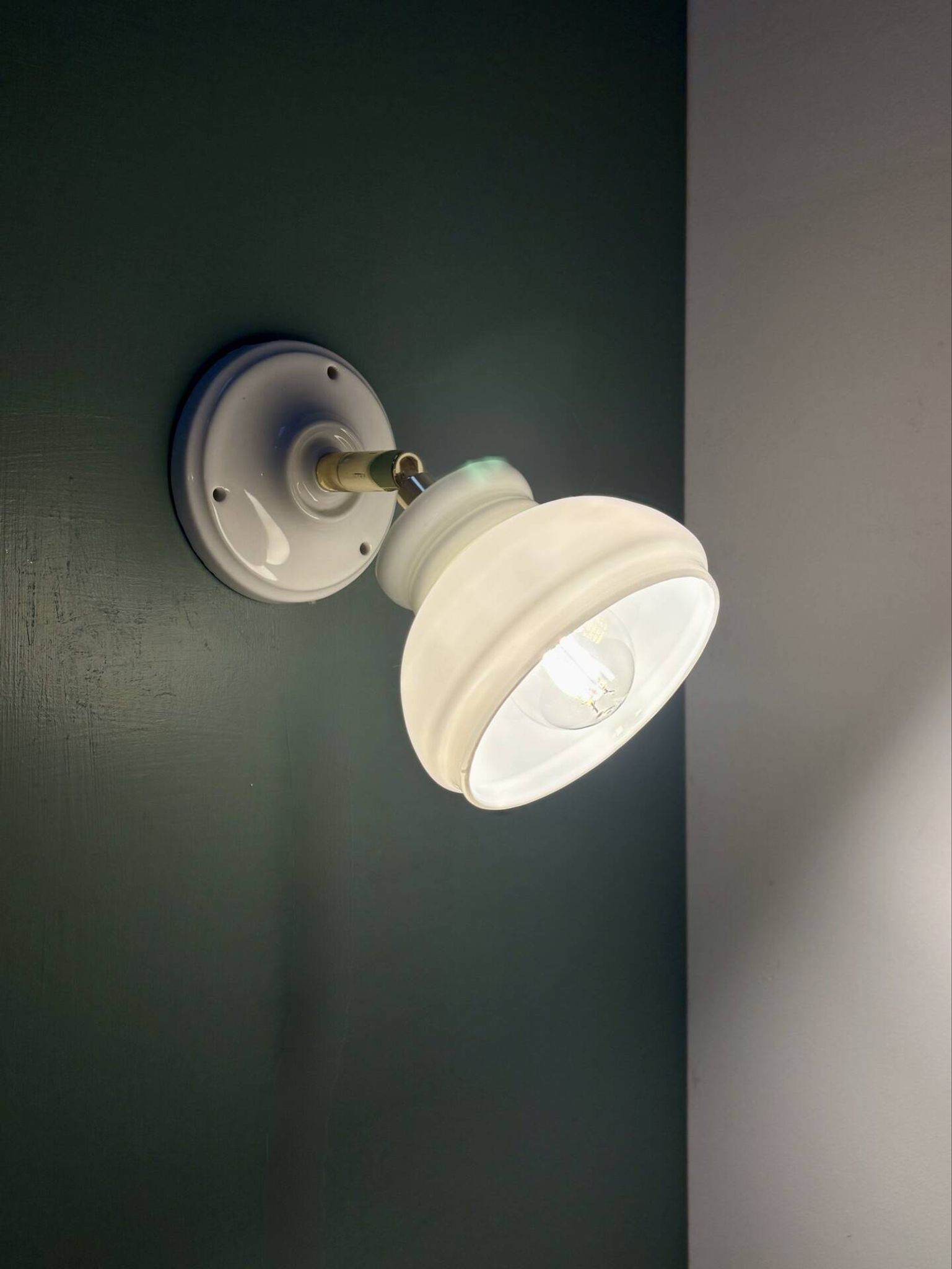 Vintage wall lamp shade in white opaline