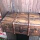 Old wooden transport trunk late 19th century vintage