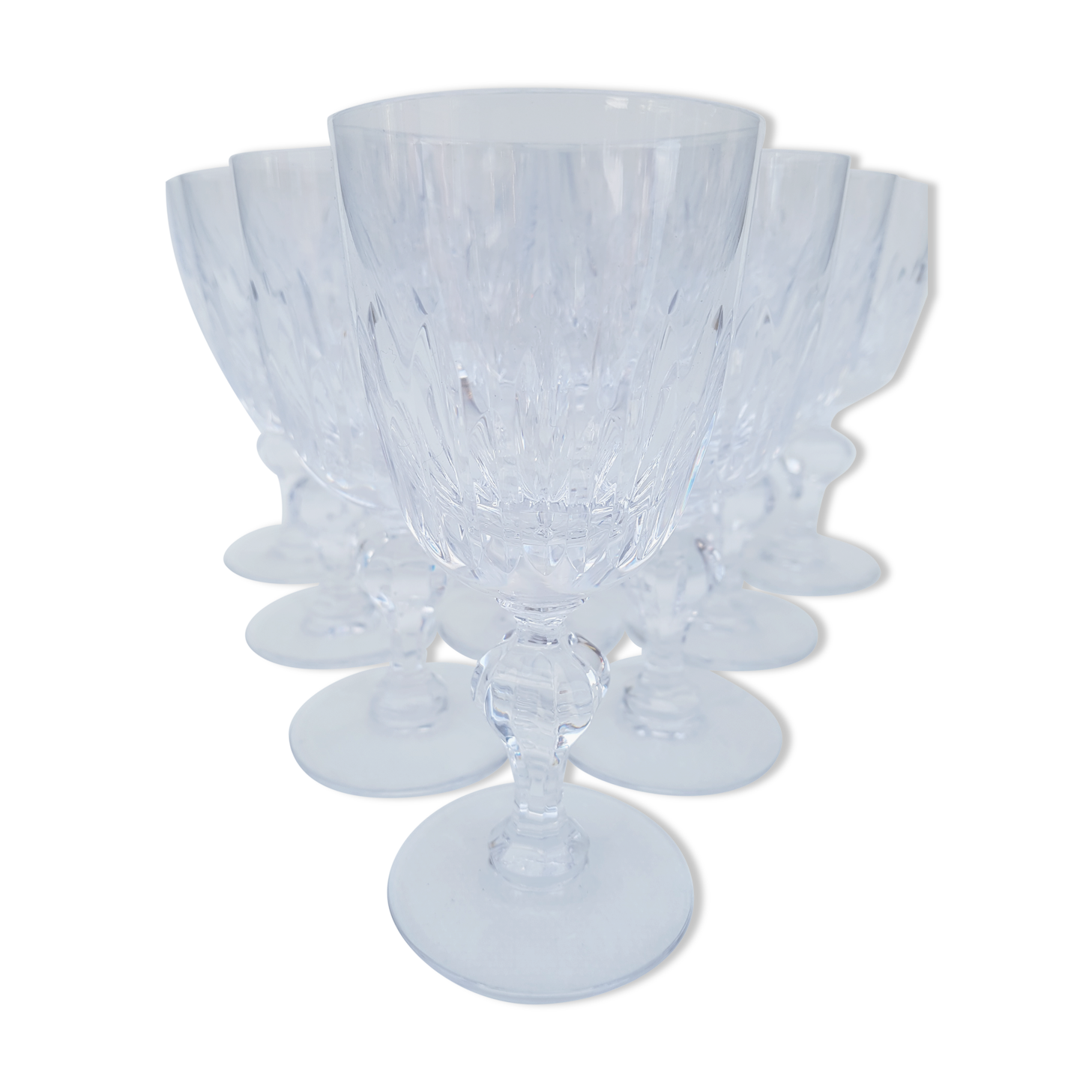 10 glasses a wine in french crystal around 1970