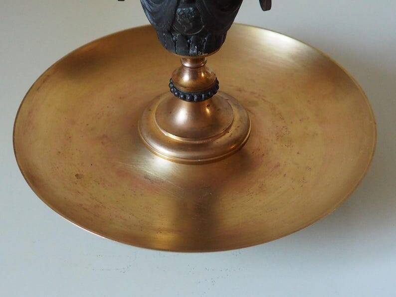 French antique crystal bronze and brass cornet soliflore vase from the early 1920s.