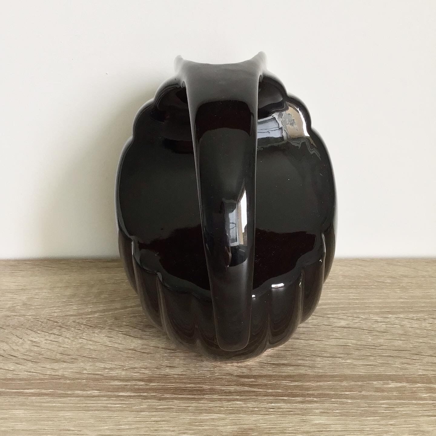 Vintage black ceramic pitcher art deco style