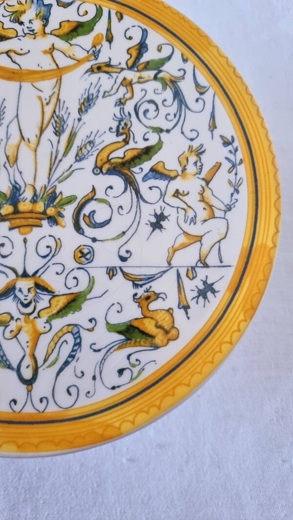 Assiette sur pied italienne vintage en céramique peinte à la main