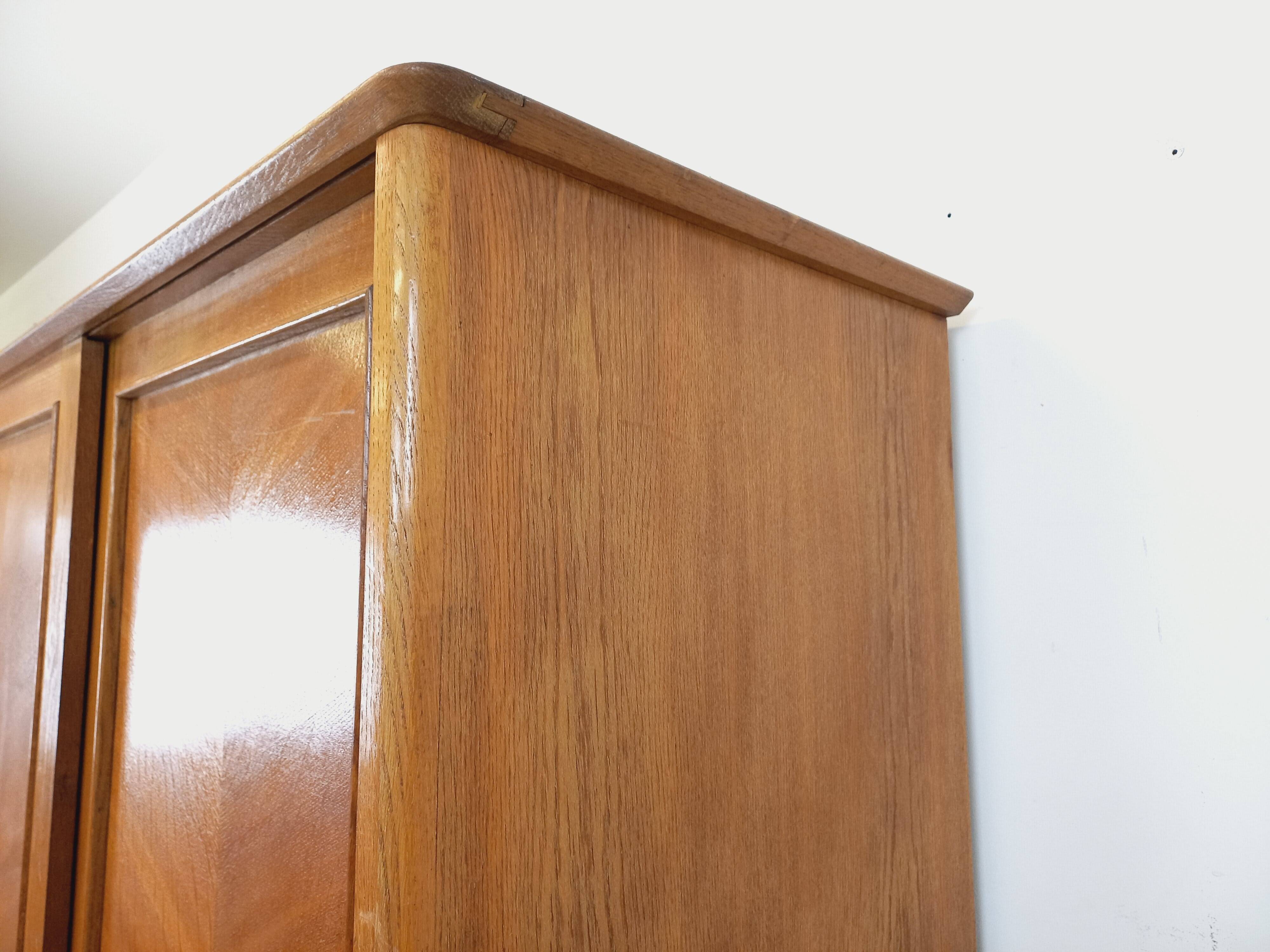 Vintage oak wardrobe from the 1960s.
