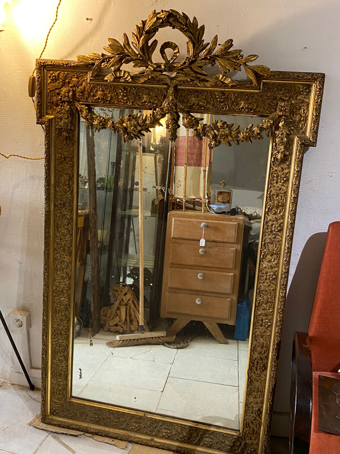 Large mirror Louis XVI old gold 87x142cm