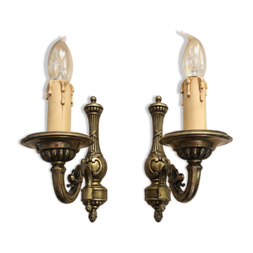 Pair of genuine bronze wall lights