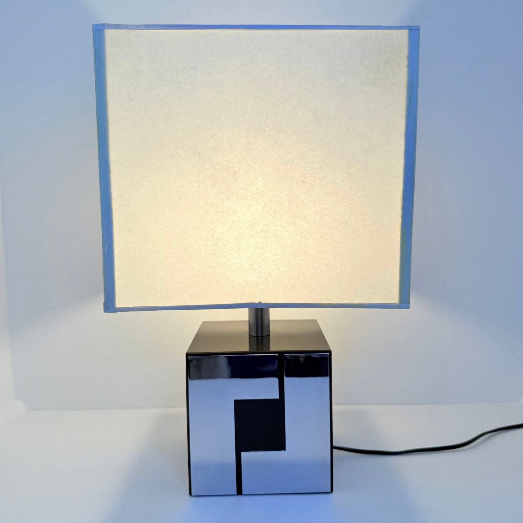 Vintage Cube Lamp • Wood & Metal • Art Deco • 1960