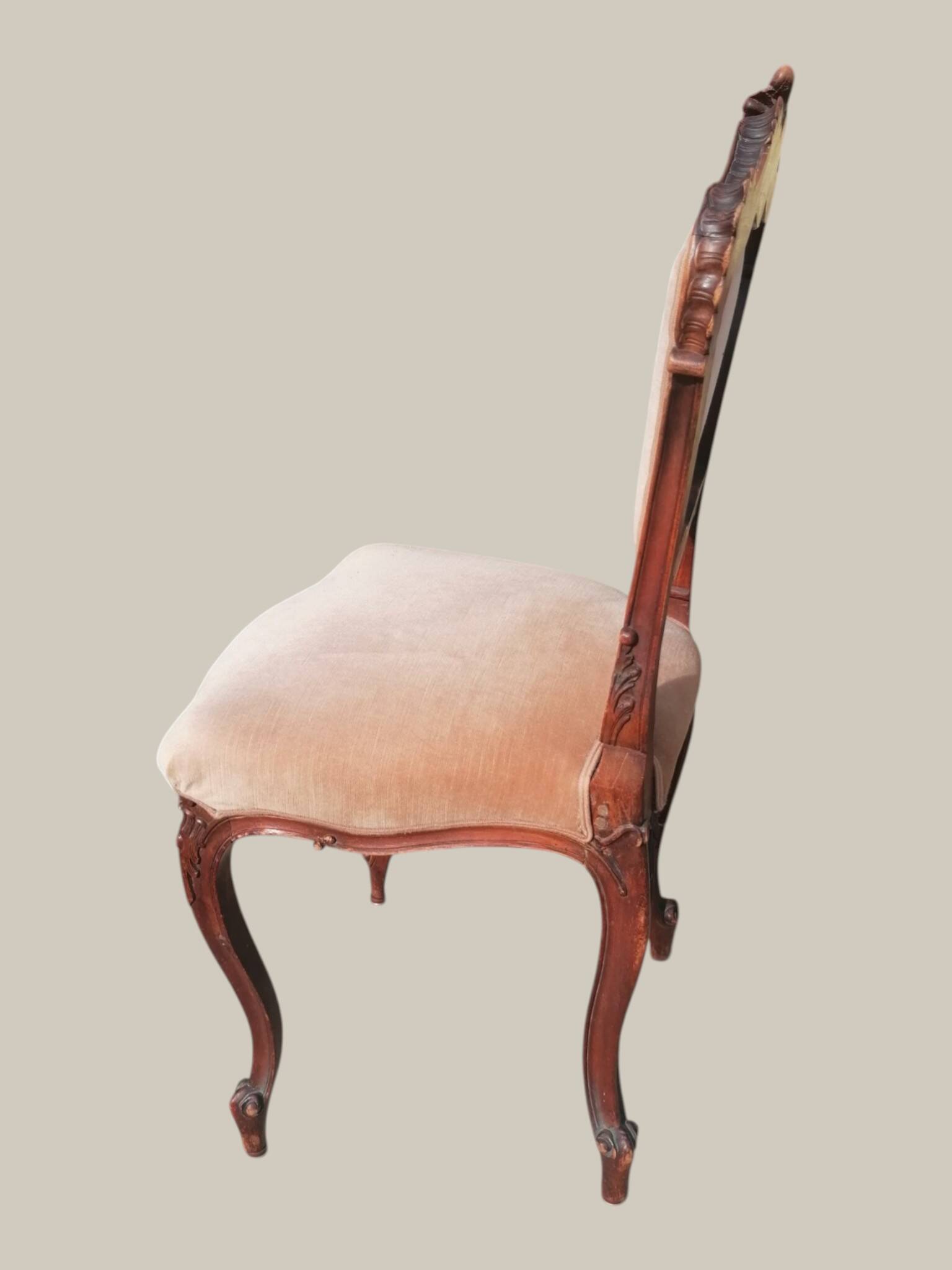 Salon Rocaille / Rococo - 2 fauteuils & 2 chaises - Noyer XIXe