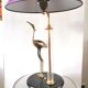 Lampe héron en laiton et tube verre design années 70